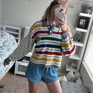 IVY Vintage knit striped button up sweater